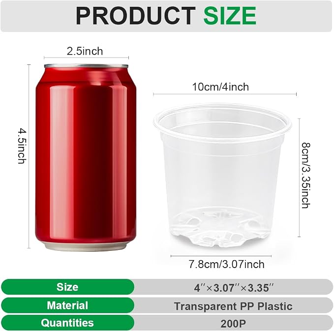 200 Pack 4 Inch Clear Plant pots - Image 2