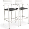 VINGLI Outdoor Bar Stools Set of 2, All-Weather Bar Height Aluminum Stools by VINGLI