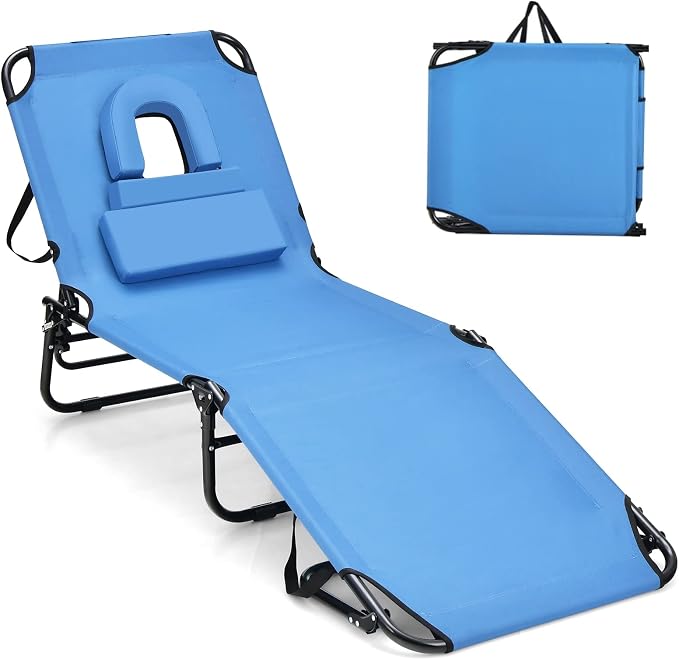 GYMAX Tanning Chair, 350lbs Beach Lounge Chair by GYMAX