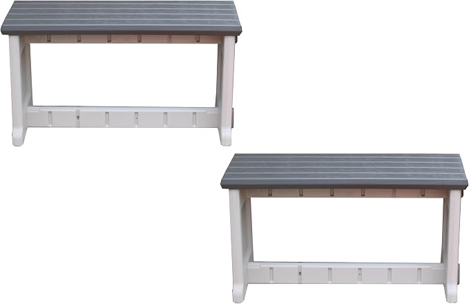 Bench, Deep Grey Top with Warm Grey Sides, 2 Pack by LeisureAccents