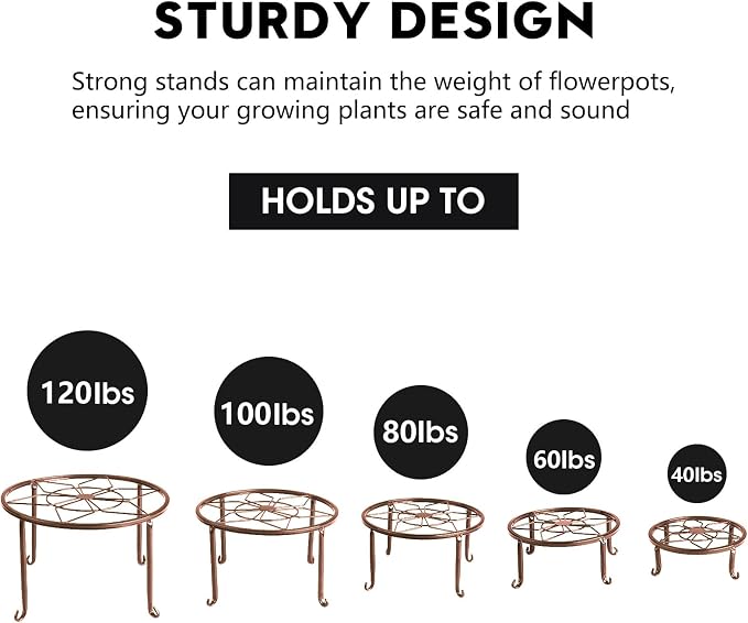 5 Pack Metal Plant Stands for Multiple Plant, Heavy Duty Flower Pot Stands for - Image 3