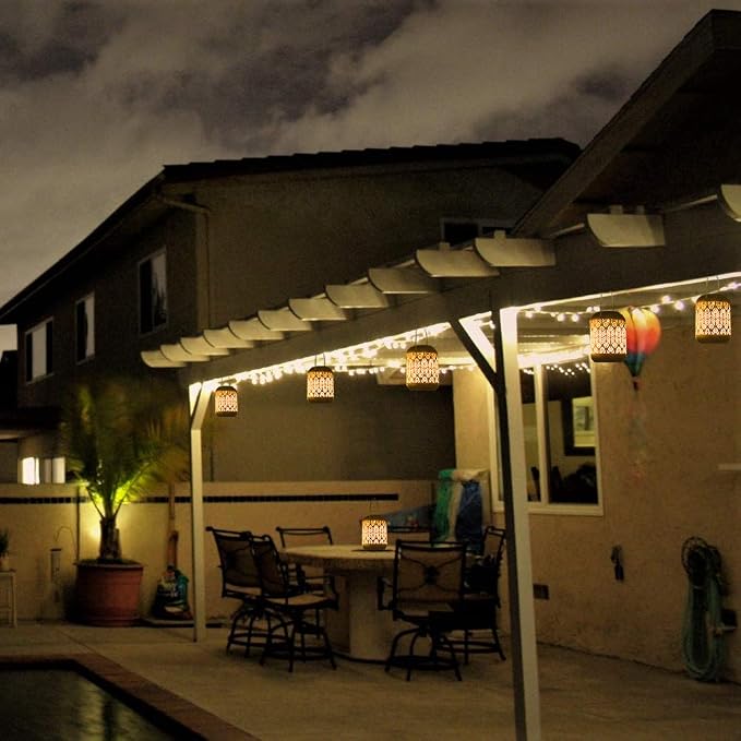 LeiDrail Solar Lantern Outdoor Hanging Lanterns Garden Metal Decorative Light - Image 7
