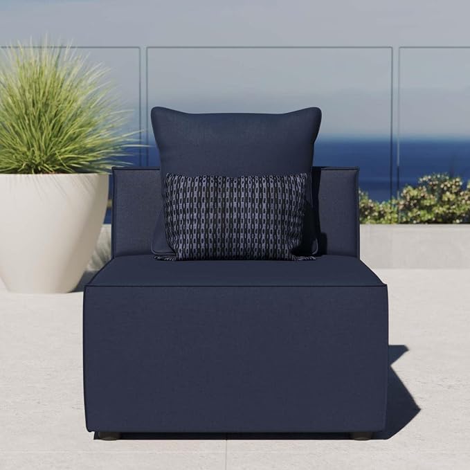 Modway EEI-4209-NAV Saybrook Patio Armless Chair in Navy Blue - Image 2