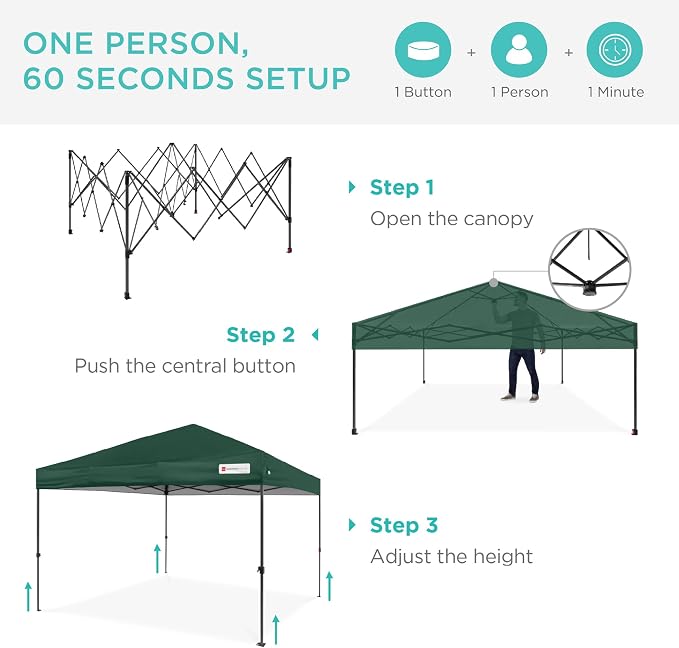 Best Choice Products 10x10ft Pop Up Canopy Tent, Outdoor Shade, 1 Person 1 - Image 2