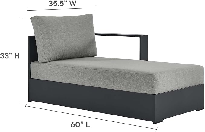 Modway Tahoe Powder-Coated Aluminum Outdoor Chaise Lounge Gray - Image 2