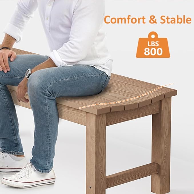 Outdoor Bench Set of 2, 2-Person Patio Backless Benches, HIPS Weatherproof - Image 5