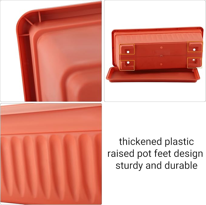 GREANER Long Planters for Outdoor Plants, 3 Pack 16.9x7.48 Inch Flower - Image 5