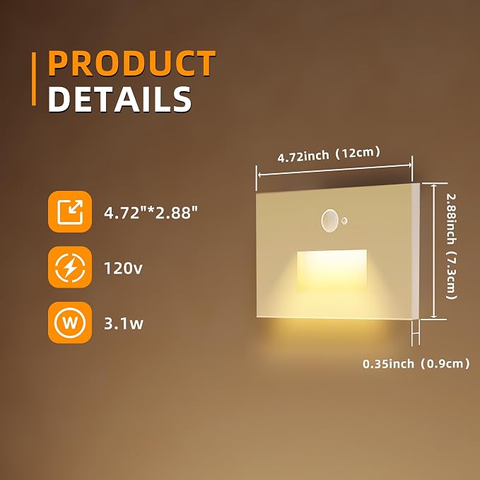 8 Pack Motion Sensor Stair Lights Indoor Outdoor, Dimmable Motion Activated - Image 7