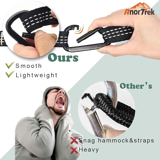 Camping Hammock with Mosquito Net, Double & Single Lightweight Portable - Image 3