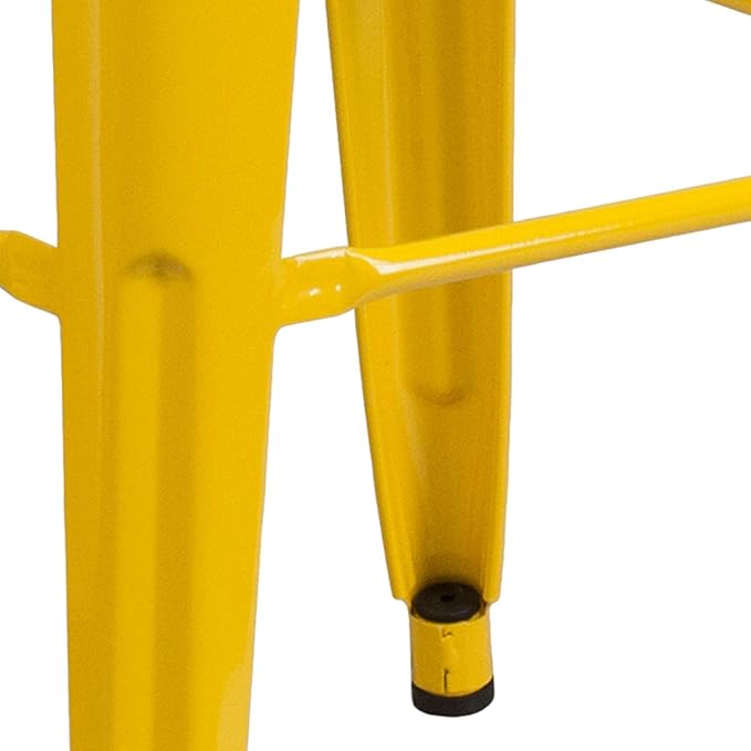 Flash Furniture Commercial Grade 30" High Backless Yellow Metal Indoor-Outdoor - Image 5