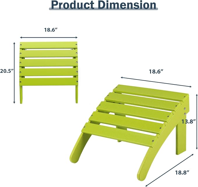 Aoodor Outdoor Adirondack Ottoman, Weather-Resistant HDPE Footrest - Image 3