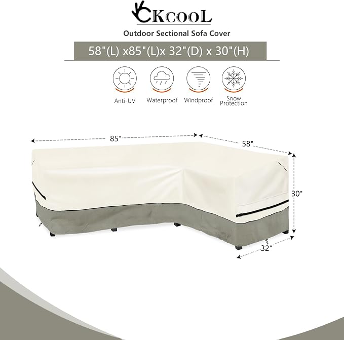 okcool Outdoor Sectional Sofa Cover Waterproof-L-Shaped Patio Furniture Covers - Image 2