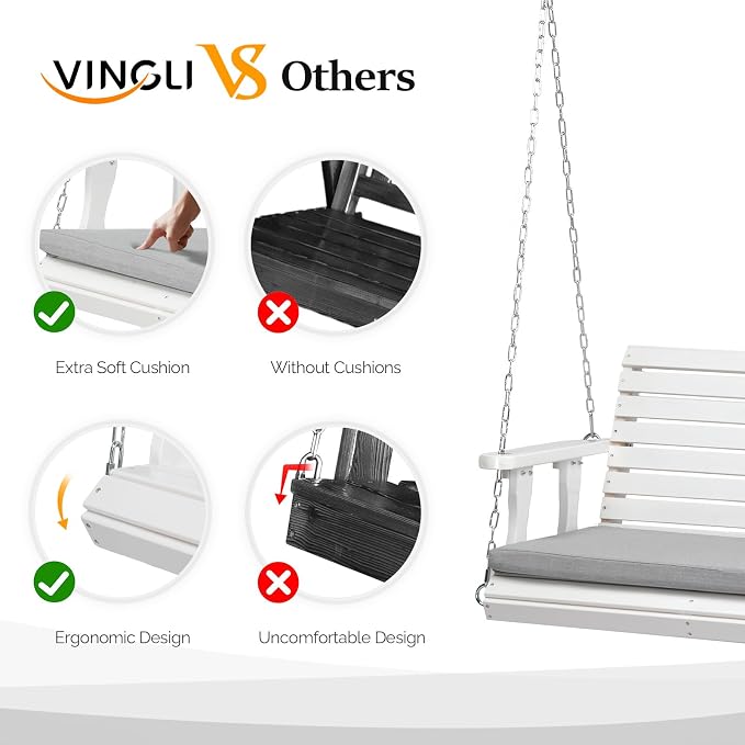 VINGLI 5 FT Outdoor Porch Swing - Image 3