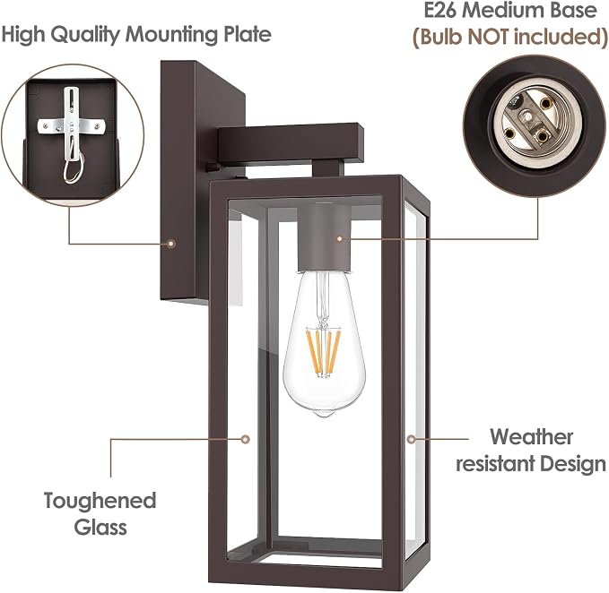 MAXvolador Outdoor Wall Sconce, Exterior Waterproof Wall Lantern Light Fixture - Image 8