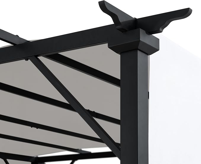 Sunjoy 9 x 9 ft. Pergola, Outdoor Patio Matte Black Steel Classic Frame Pergola - Image 2