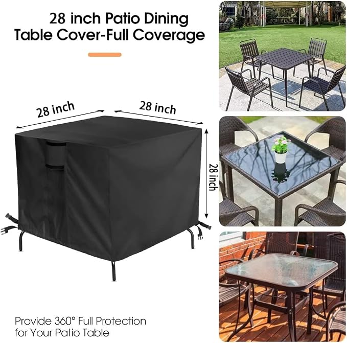 Outdoor Table Cover, 28 Inch Square Patio Table Covers, Waterproof Outside - Image 2
