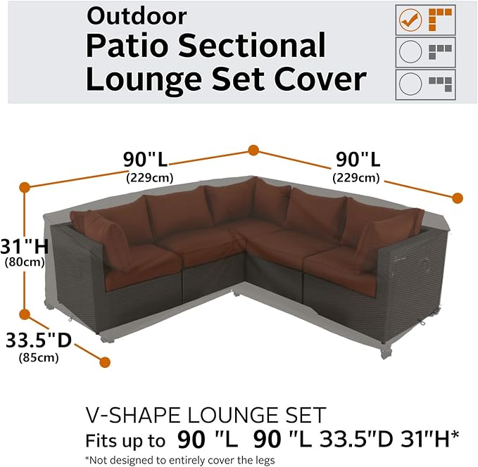 Heavy Duty Outdoor Sectional Sofa Cover, Waterproof 600D Patio Sectional Couch - Image 6