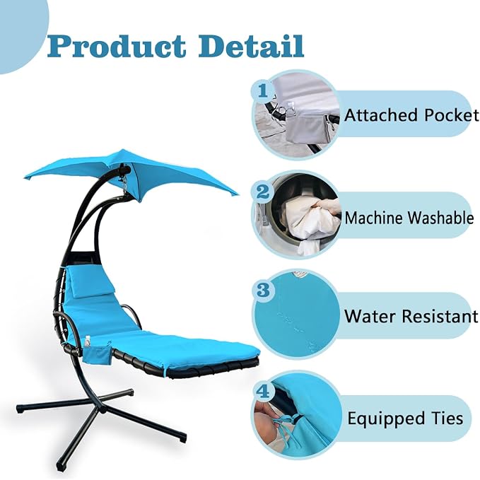 Outdoor Hanging Lounge Chair Replacement Cushion Cover and Umbrella Fabric - Image 3