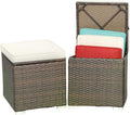 MEDIMALL Patio Wicker Ottoman Set of 2, Rattan Side Table w/Storage, Footstool by MEDIMALL
