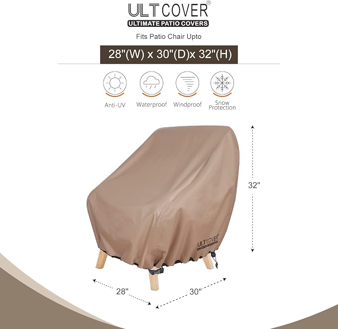 ULTCOVER Waterproof Patio Chair Cover – Outdoor Lounge Deep Seat Single Lawn - Image 2