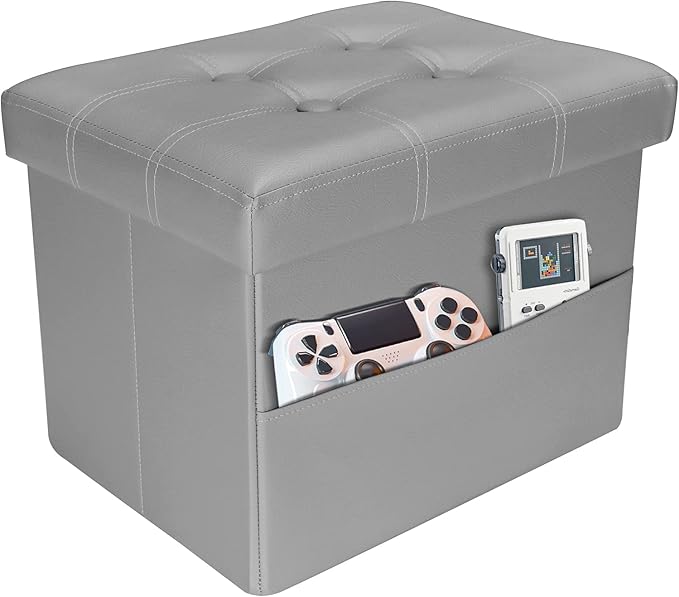 AmasSmile Storage Ottoman Folding Foot Rest Stool by AmasSmile