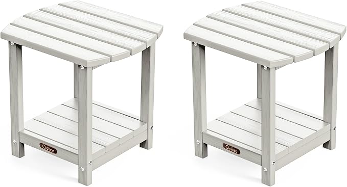 Ciokea Adirondack Outdoor Side Table 2 Pack, 2-Tier Sturdy Patio End Table by CIOKEA
