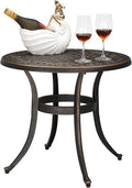 VINGLI 24” Cast Aluminum Outdoor Side Table, All Weather Round Patio Coffee by VINGLI