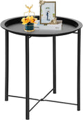VECELO Side/End Table, Folding Round Metal Anti-Rust and Waterproof Outdoor or by VECELO