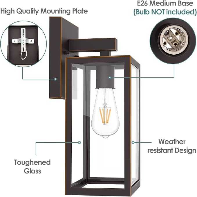 MAXvolador Outdoor Wall Lantern, Large Exterior Waterproof Wall Sconce Light - Image 8