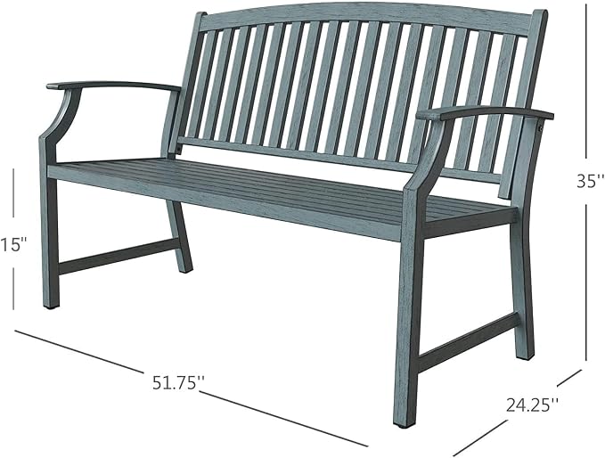 Grand patio 52" Farmhouse Outdoor Bench, Garden Benches - Image 3