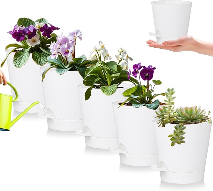 5 Pack 5 inch Self-Watering Pots, African Violets Planter by zople