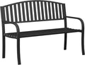 50" Outdoor Bench, Heavy-Duty Metal Frame Graden Bench, Weatherproof Patio Park by GUINGFUN
