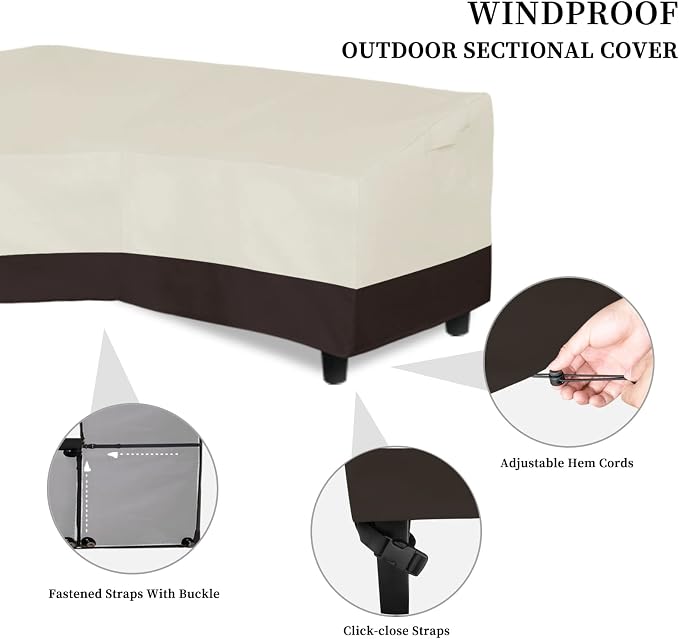 Easy-Going Patio V-Shaped Sectional Sofa Cover, Waterproof Outdoor Sectional - Image 3