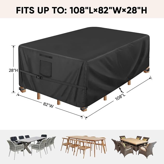 BALEINE Patio Furniture Covers, 108×82 Outdoor Furniture Cover Waterproof - Image 2