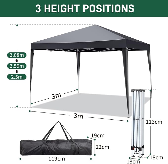 Outvita 10x10ft Ez Pop Up Canopy, Portable Instant Canopy Tent - Image 2