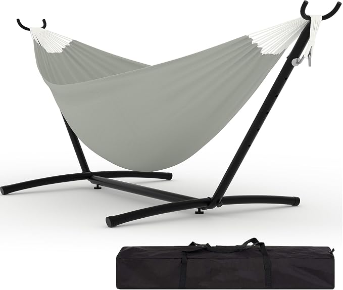 2 Person Hammocks with Stand for Outside, Double Hammocks Portable Space Saving by Garvee