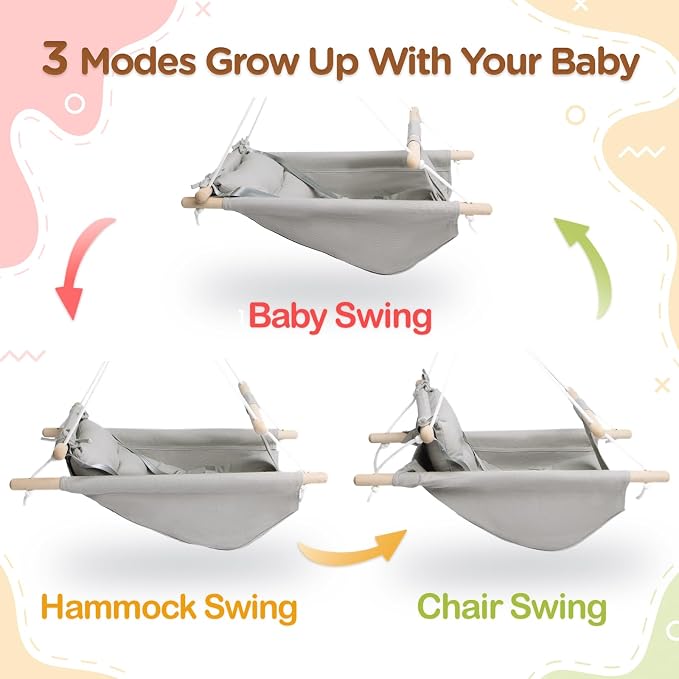 Baby Swing Indoor and Outdoor, Canvas Hammock Swing - Image 2