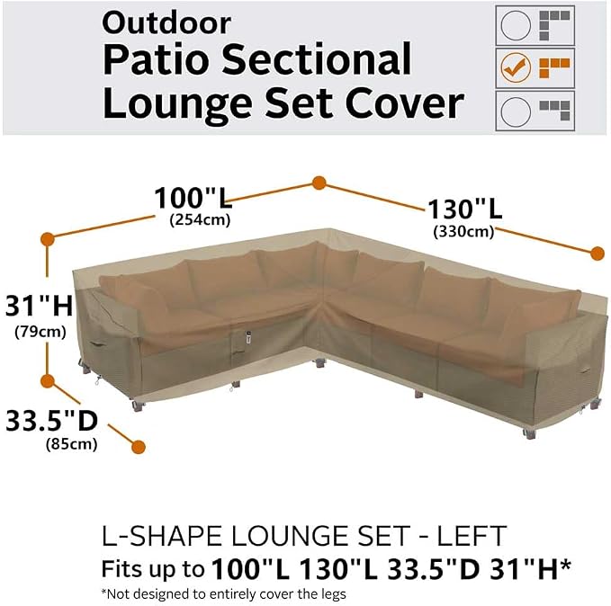 Heavy Duty Outdoor Sectional Sofa Cover, Waterproof 600D Patio Sectional Couch - Image 5