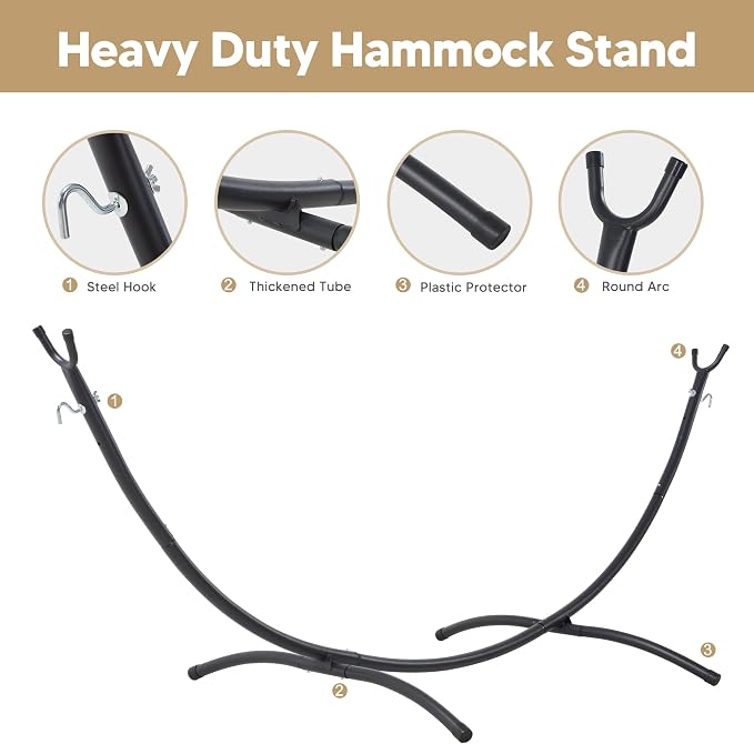SUNCREAT 2 Person Hammock with Stand, Heavy Duty Free Standing Hammock with - Image 7