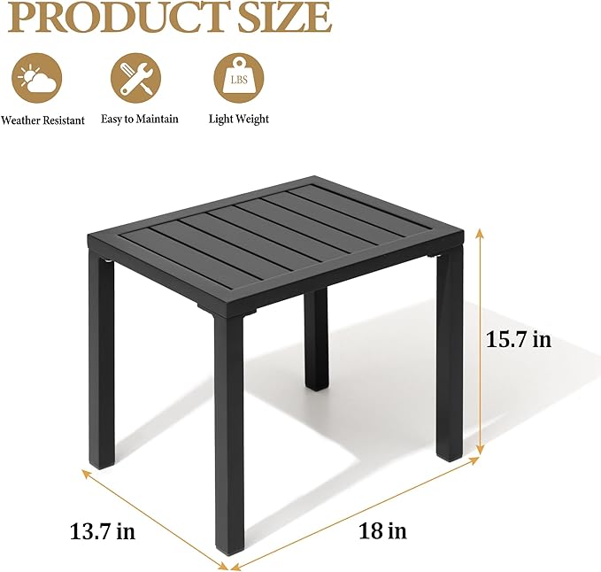 Crestlive Products Outdoor Side Table Set of 2, Aluminum Rectangular Side/End - Image 3