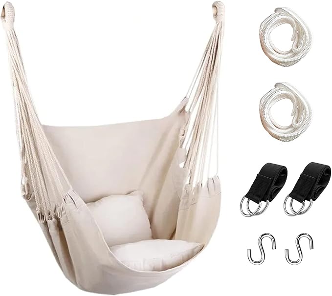 Hommtina Hammock Chair Hanging Rope Swing, Max 300 Lbs Hanging Chair by Hommtina