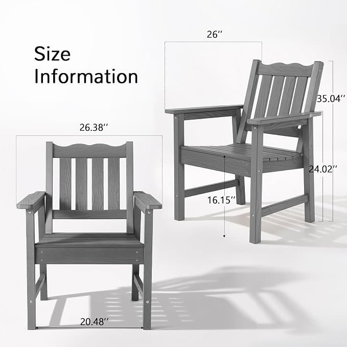 Stoog 3 Piece Patio Dining Sets, All-Weather Outdoor Chairs Set of 2 - Image 3