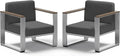 2 Pieces Outdoor Aluminum Armchair, Modern Patio Patio Furniture by ComfCove