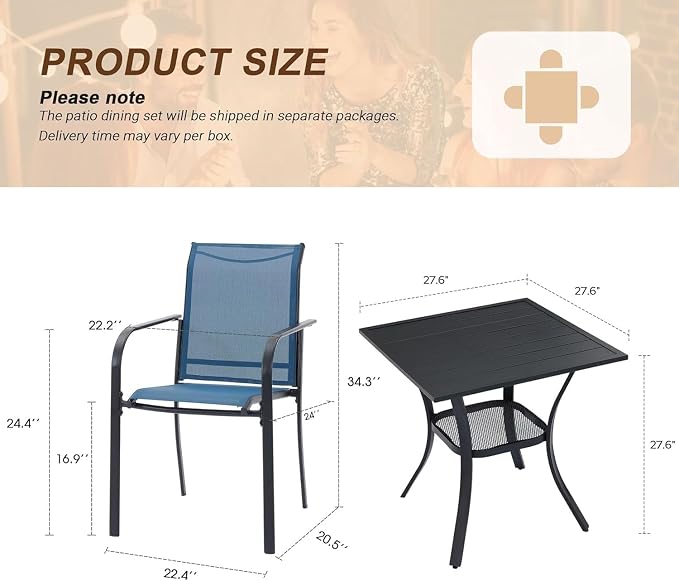 VICLLAX 3 Pieces Patio Outdoor Dining Set - Image 2
