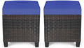 LDAILY Moccha 2 Pieces Patio Outdoor Ottoman, All Weather Rattan Patio Ottoman by LDAILY