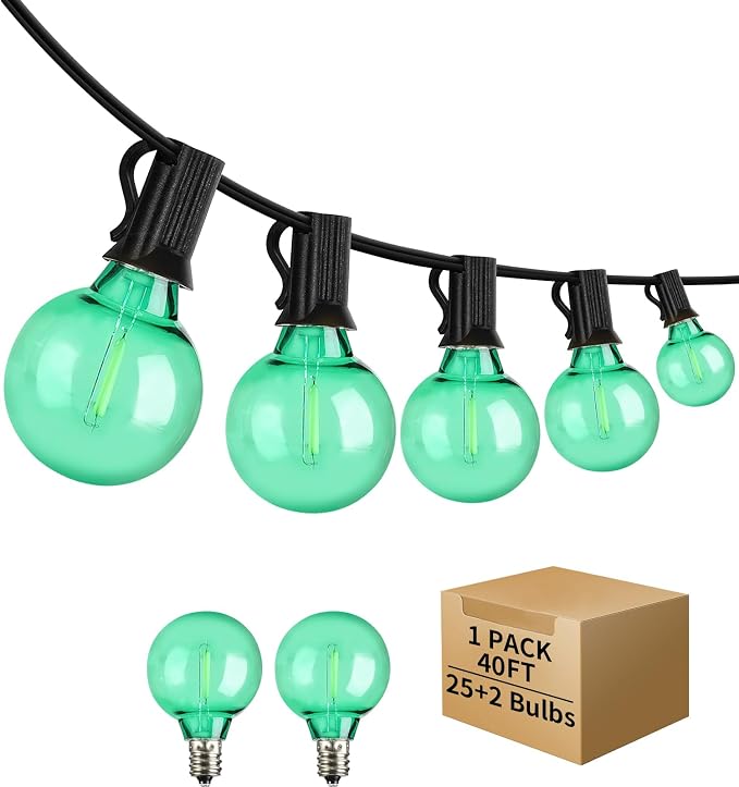 40FT LED Outdoor String Lights Waterproof, G40 LED Globe Outdoor Light by ShineU