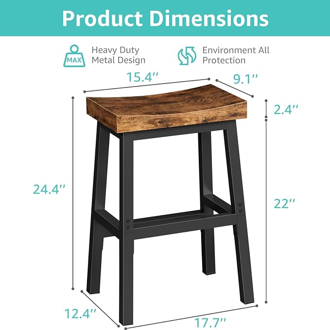 Rustic Bar Stools, 24 Inch Barstools, Counter Height Stools - Image 3
