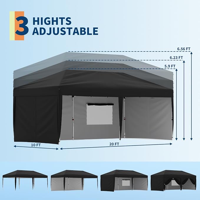 Garvee 10x10 Pop Up Canopy Tent, Heavy Duty Commercial Instant Shelter - Image 3
