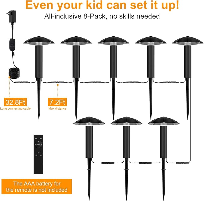 Low Voltage Landscape Lighting Kit: 8-Pack All-in-One-Set Easy Setup - Image 2