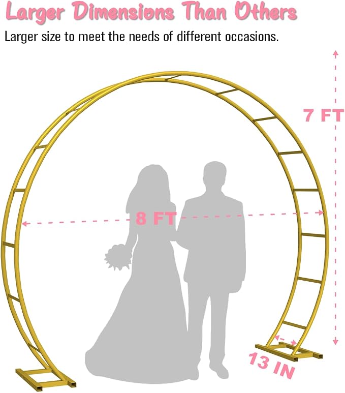 Queension Metal Arch Backdrop Stand 8Ft Wide 7Ft High, Wedding Arch Frame - Image 2